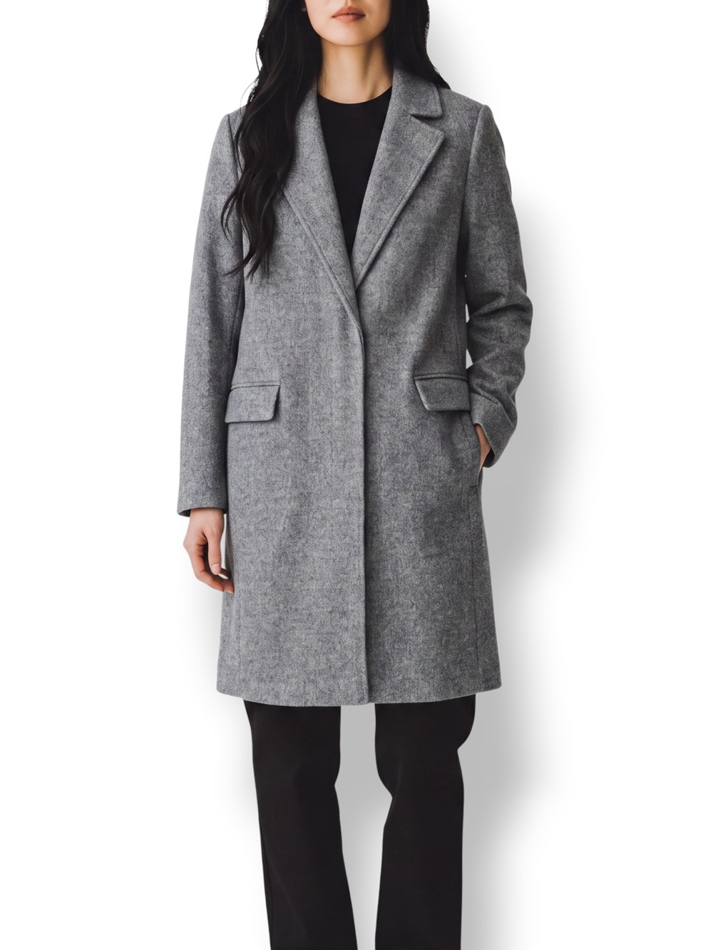Topshop Gray Wool Blend Longline Coat US 2 Tailored Overcoat